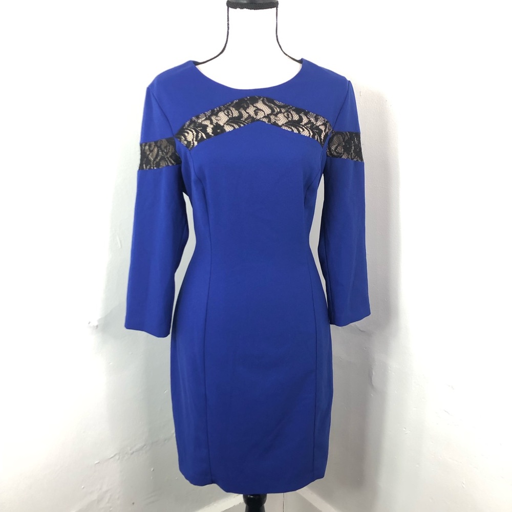 Max And Cleo Blue Lace Inset Dress 14